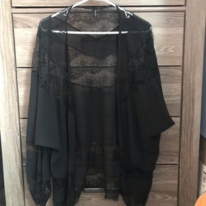 Sheer Lace Black Shawl